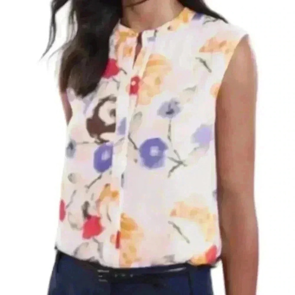 Reiss Mariel Floral Sleeveless Button Down Blouse Size 2 - Picture 1 of 6